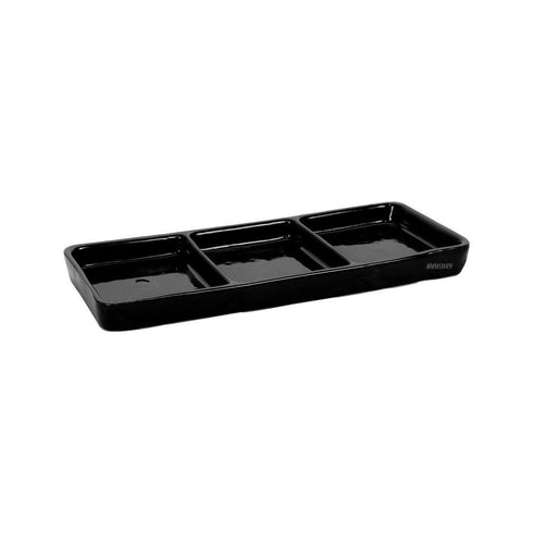 Ceramic Condiment Tray (3-Partition) Large Blk Shiny
