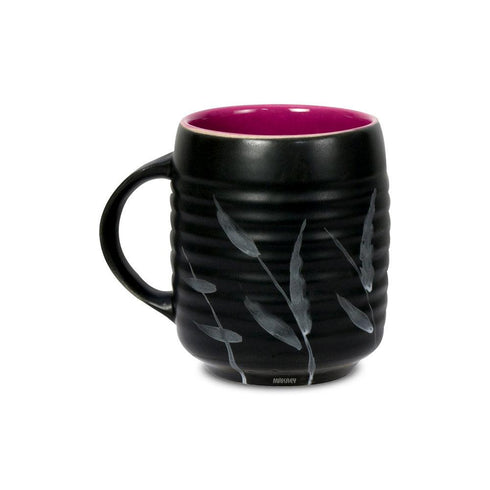 Ceramic Mug Rippled Black Matt/ Burgundy