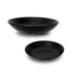 Ceramic Pasta Bowl Shallow Rippled Blk Matt