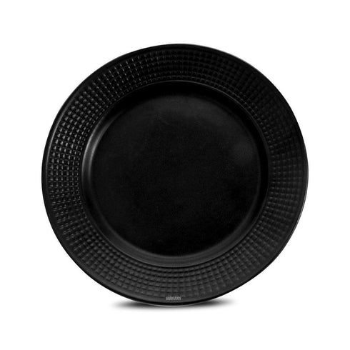 Ceramic Dinner Qtr Plates Georgen Jali-Cut Black Matt