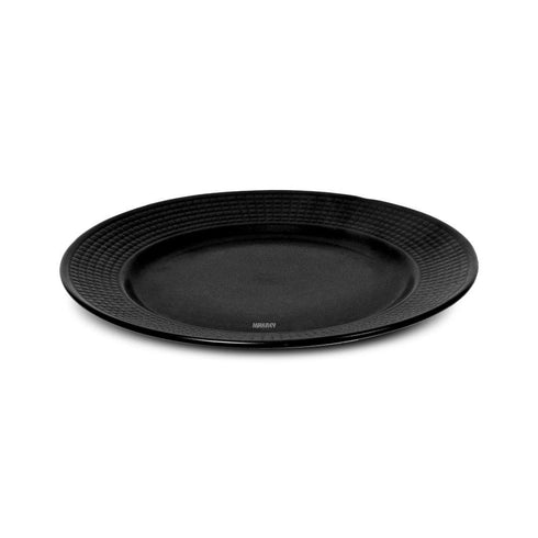 Ceramic Dinner Qtr Plates Georgen Jali-Cut Black Matt