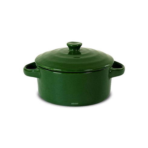 Ceramic Soup Bowl w-Lid/2Hdls Palam Green