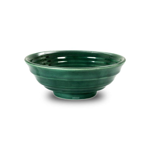 Ceramic Portion Bowl Footed Shallow Rippled Copper Green