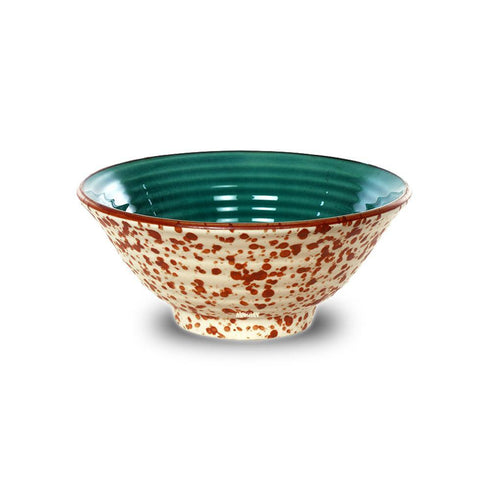 Ceramic Portion Bowl Footed Rippled Green Crackle