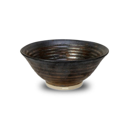 Ceramic Portion Bowl Footed Rippled Metallic