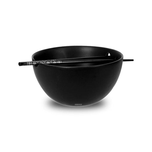Ceramic Portion Chopstick Bowl w/Hole Blk Matt