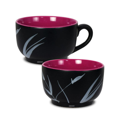 Ceramic Cup Blk Matt/Burgundy