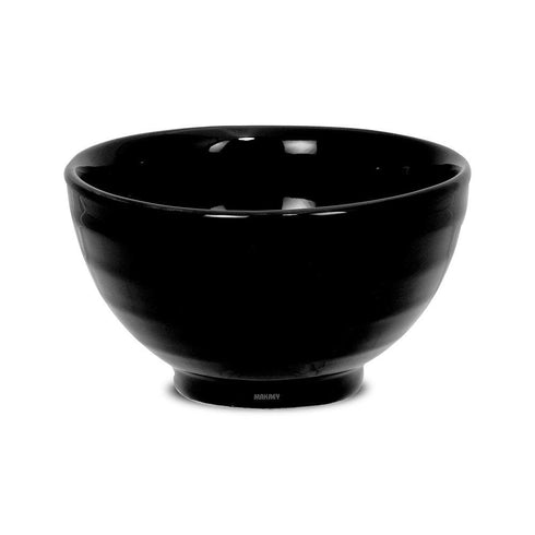 Ceramic Footed Soup Bowl Rippled Blk Shiny