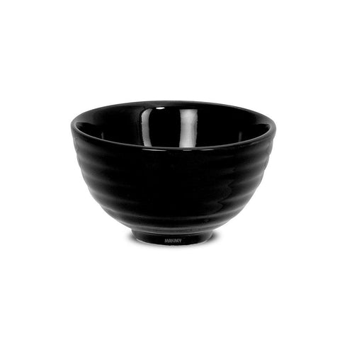 Ceramic Footed Soup Bowl Rippled Small Blk Shiny