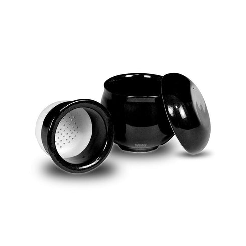 Ceramic Tea Cup/Strainer Set w/Lid Black Shiny