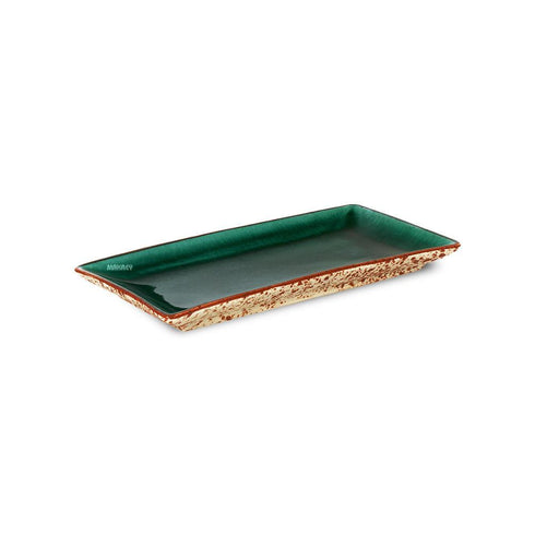Ceramic Platter Rectangle 10"x5" CT274 Green Crackle