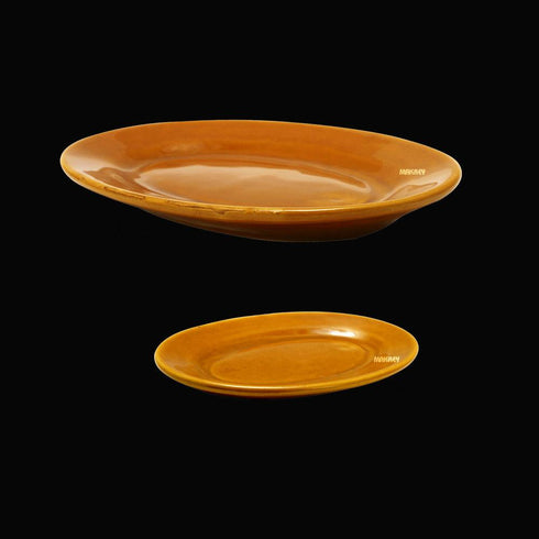Ceramic Oval Platter Heavy Honey