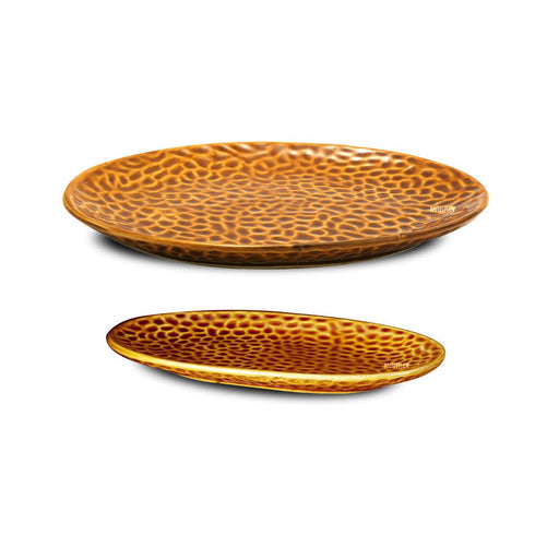 Ceramic Oval Platter Coupe Hammered Honey
