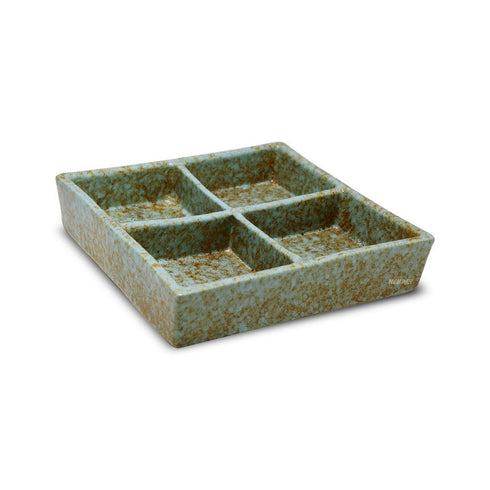 Ceramic SQ Tray (4-Partition) Grey Speckles