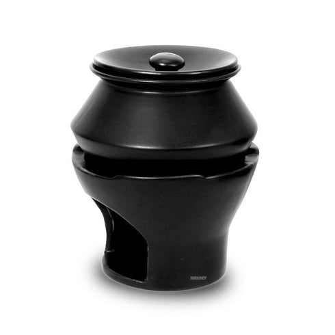 Ceramic Biryani Handi w/Lid/Burner Blk Matt