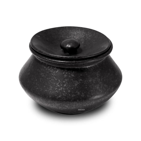 Ceramic Biryani Handi w/Lid Silver Antique