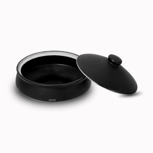 Ceramic Biryani Handi Dampukht w/Lid Blk Matt