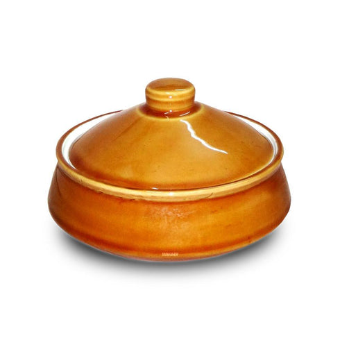 Ceramic Biryani Handi Dampukht w/Lid Honey