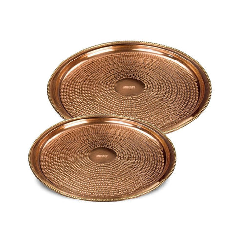 Copper Show Plate w/Br Beeding Deep-Hammered