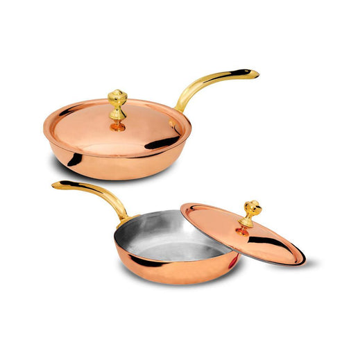 Copper Portion Dish Frypan ROUND w/Lid