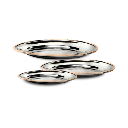 SS Oval Platter w/Copper Border