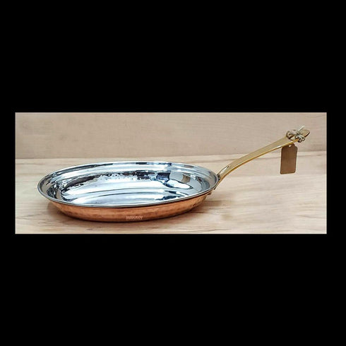 Copper/ss Portion Oval Dish w/Single Hdl