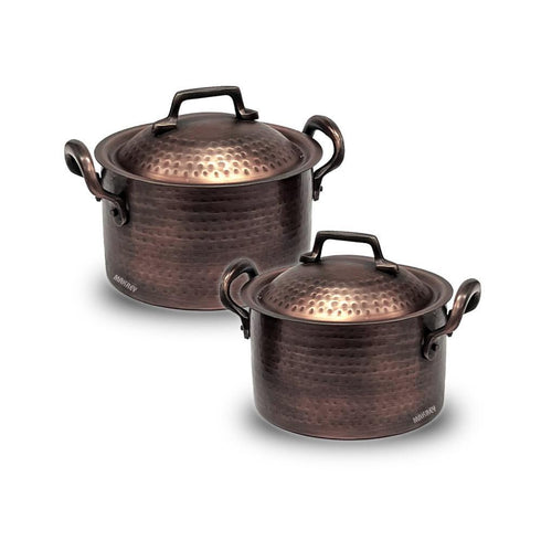 SS Portion Bowl Casserole Shape w/Lid Copper Antique