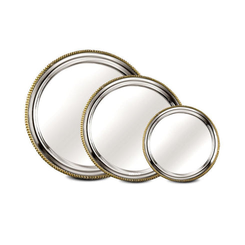 SS Platter Round w/Brass Beeding