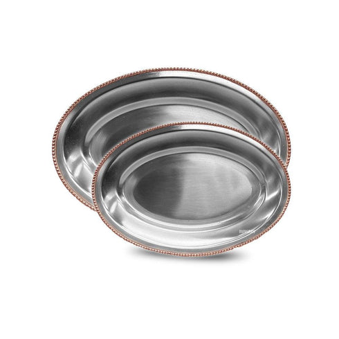 SS Oval Platter w/Copper Beeding