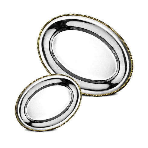 SS Oval Platter w/Brass Beeding