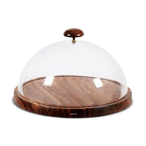 Wood Cheese Platter w/Cloche