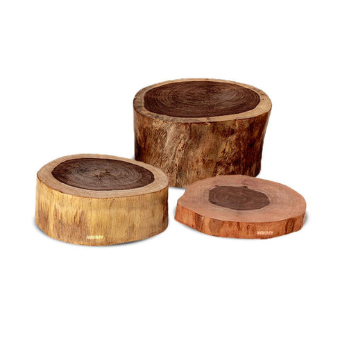 Wood Bark Elevation Round (3pc Set)