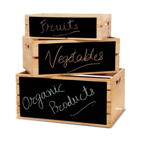 Wood Crate Elevation (3pc Set) w/Blk Board SZ125B