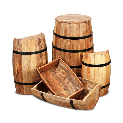 Wood Barrel Half-Cut