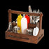 Wood Condiment/Cutlery Holder RECT 10"x6" w/Napkin Partition/Hdl S/h