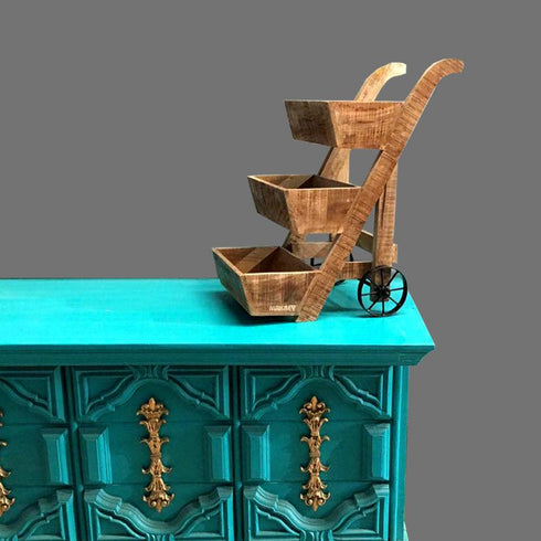 Wood 3-Basket Trolley