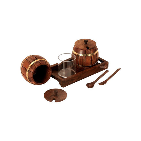 Wood Condiment set RECT 2n1
