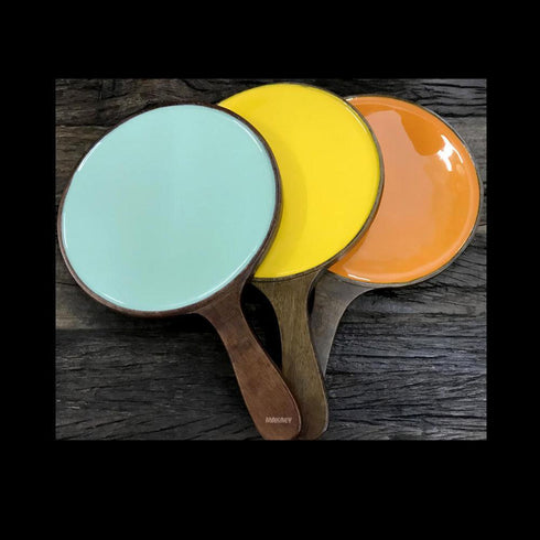 Wood Pizza Platter w/Hdl ENAMEL