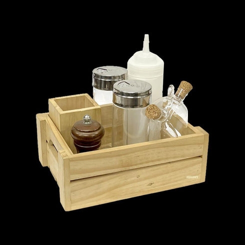 Wood Crate Condiment/Cutlery Holder RECT P/w