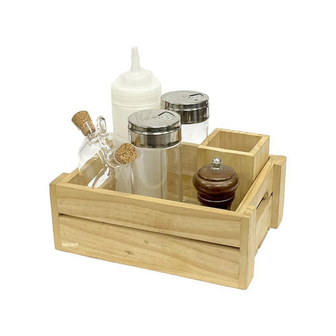 Wood Crate Condiment/Cutlery Holder RECT P/w