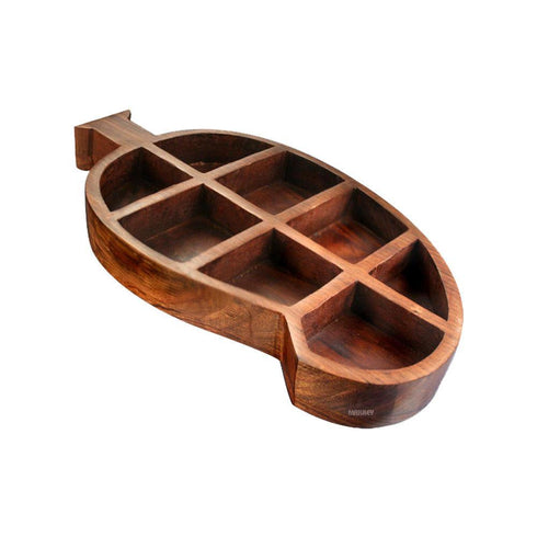Wood Condiment Tray Mango-Shape (8n1)