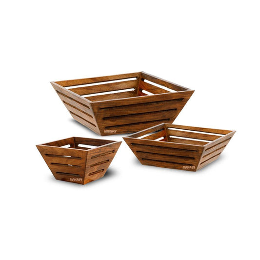 Wooden Basket SQ Taper SLOTTED S/h