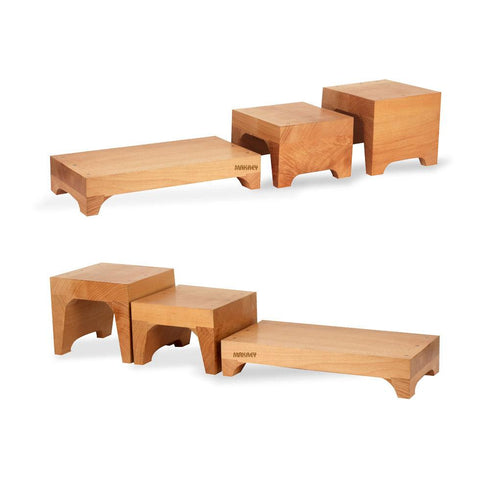 Wood Stool Elevation (3pc Set) S/b