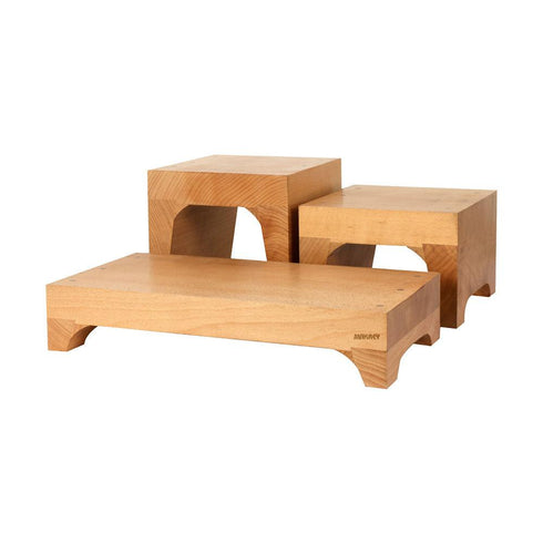 Wood Stool Elevation (3pc Set) S/b