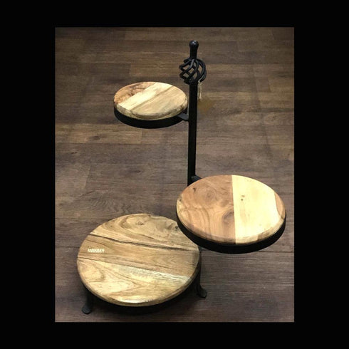 WI/Wood Buffet Rack Round 3-Arm