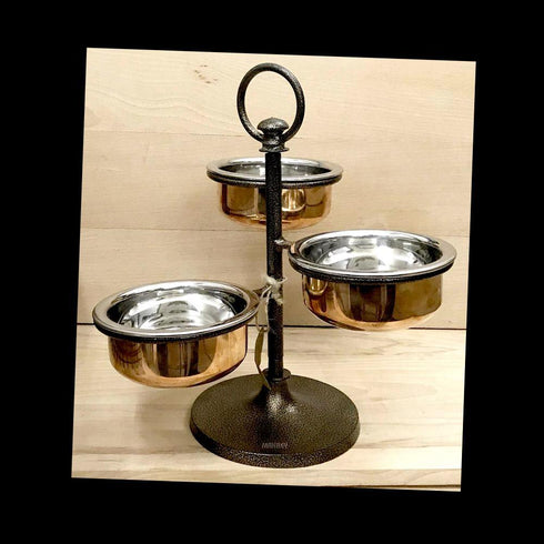 WI/Copper/ss Portion Dish Revolving Food Server (3n1)