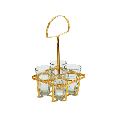 WI (3-wire) Tea Glass Holder (4n1) Gold Finish