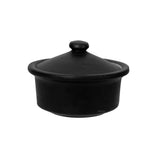 Ceramic French Onion Soup Bowl w/Lid Blk Matt