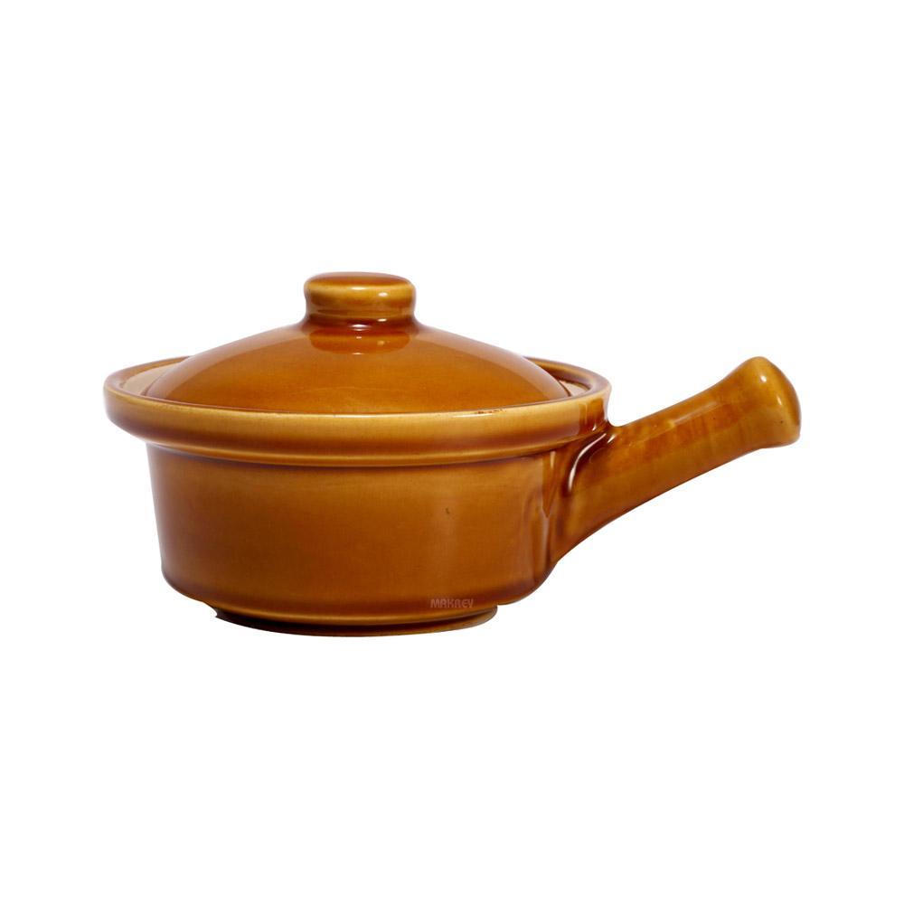 Ceramic French Onion Soup Bowl w/Lid/Hdl Honey