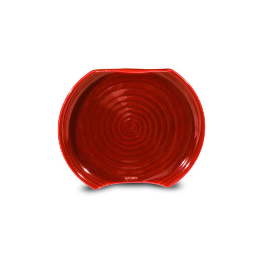 Ceramic Cut Plate Rippled Diamond Red